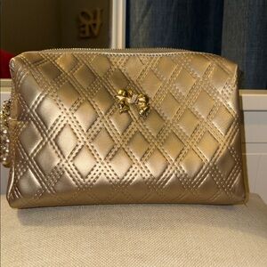 Vince Camuto Gold Quilted Women's Cosmetic Makeup Bag